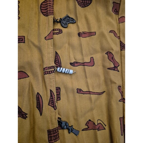 AS•HRO Vintage 90s Y2K Egyptian Charm Wrap Hieroglyphics Graphic Skirt Tan Sz M - Picture 4 of 7